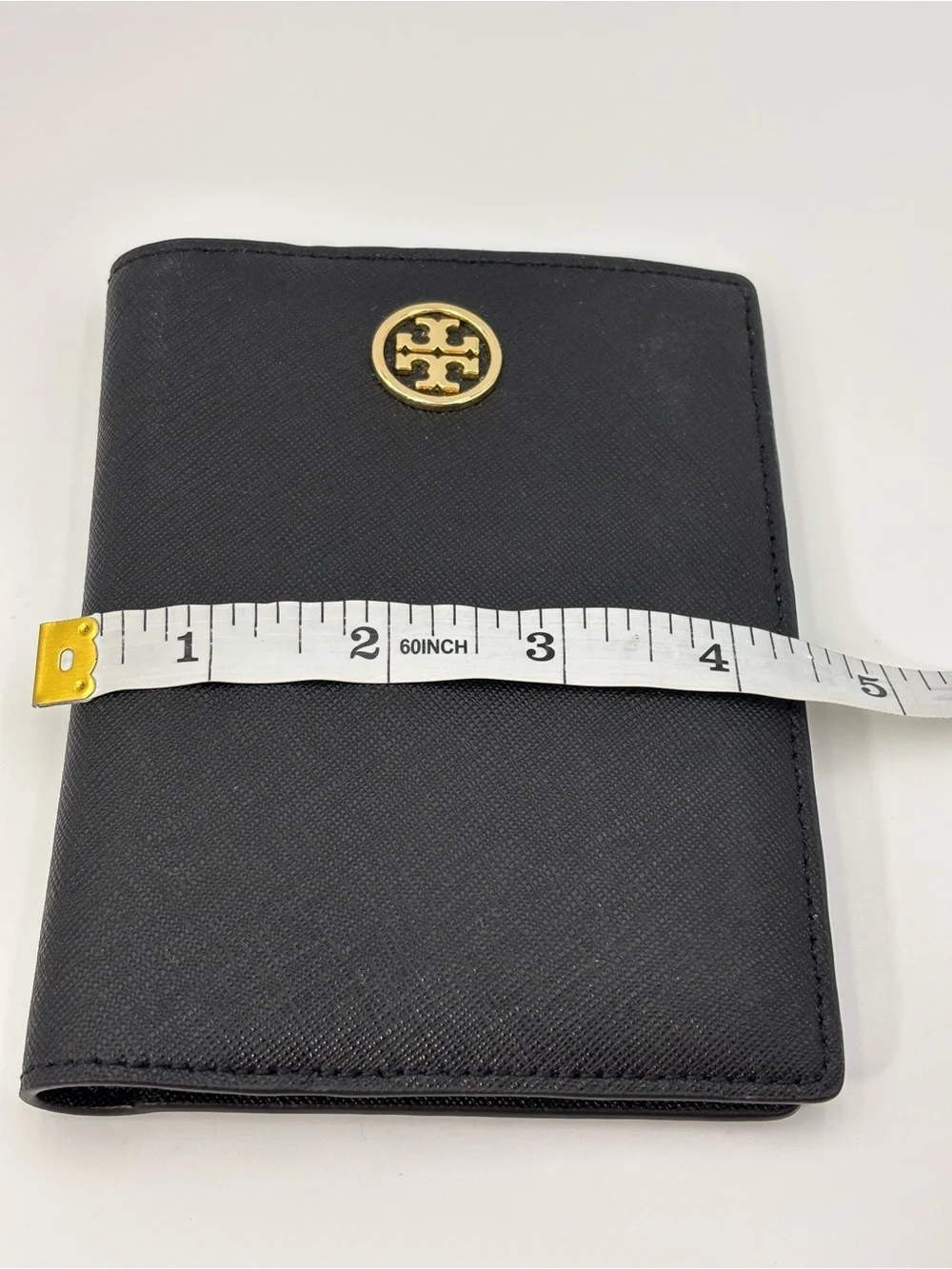 Tory Burch Black‎ Saffiano Leather Card & Passport Holder with Gold Logo